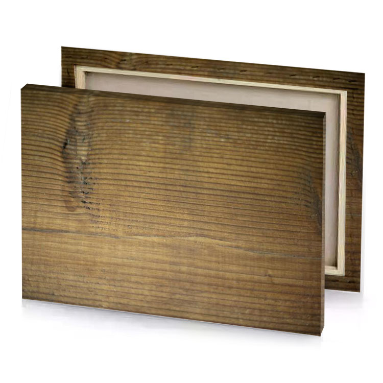 a wooden table with brown stain on it copper canvas