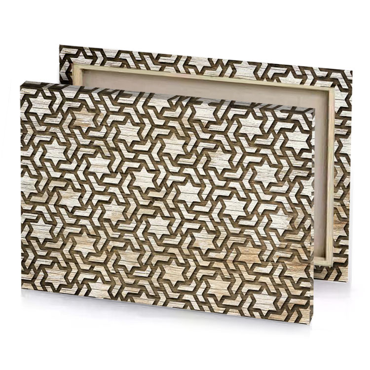 a wooden wall with pattern of hexas canvas