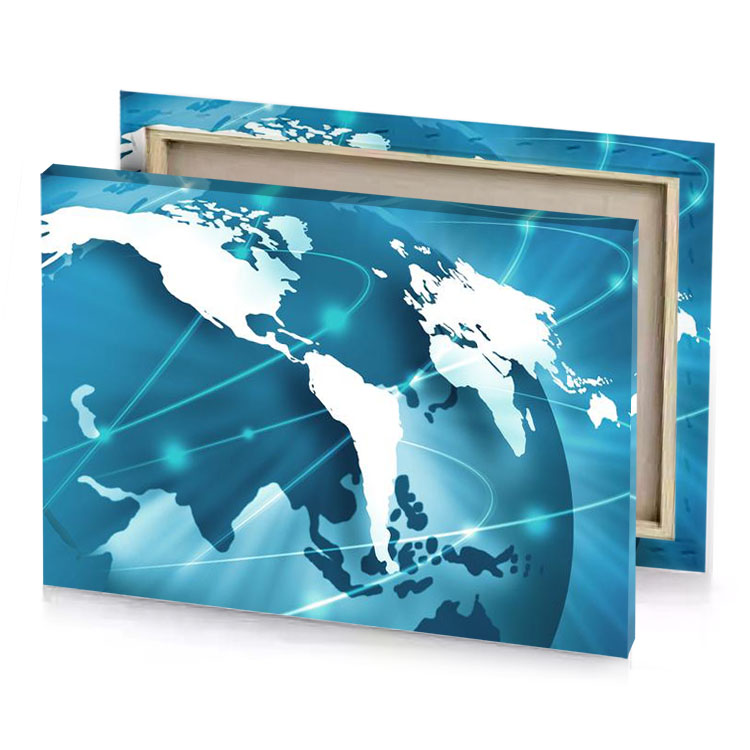 a world map with blue background sky canvas