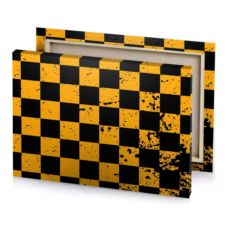 a yellow and black checkered background golden rod canvas