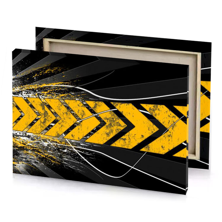 a yellow arrow with black background amber canvas