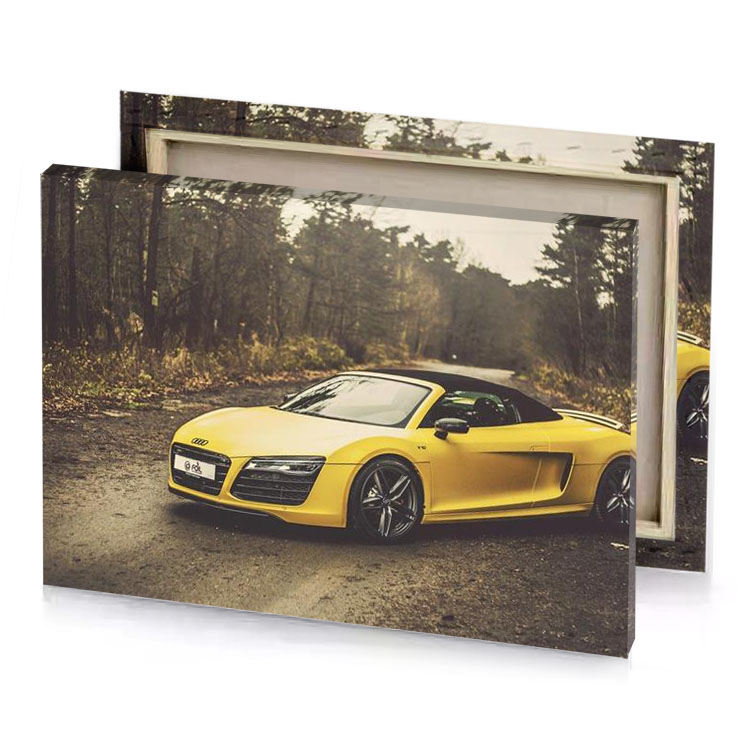 a yellow audi roadstert parked on dirt road fawn canvas