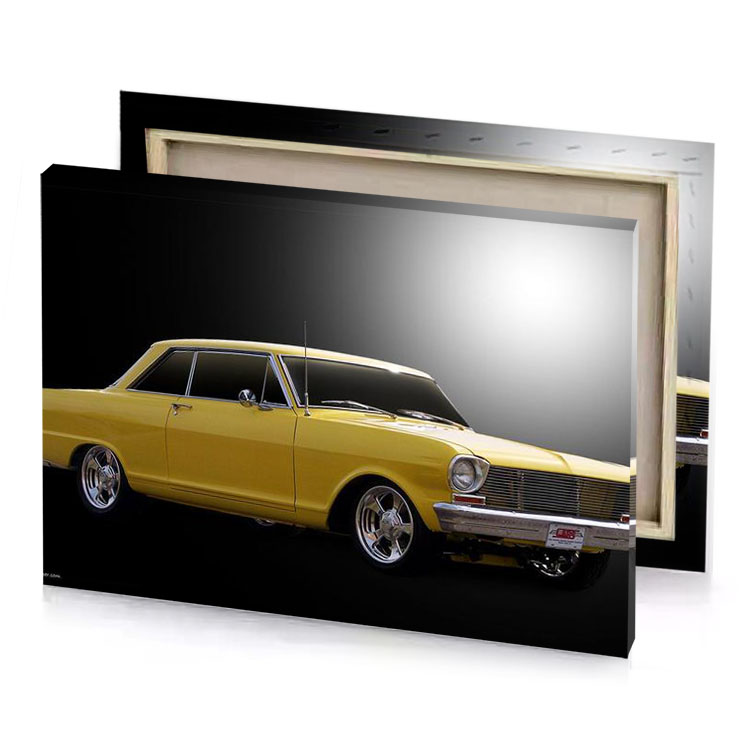 a yellow car with black background sienna canvas