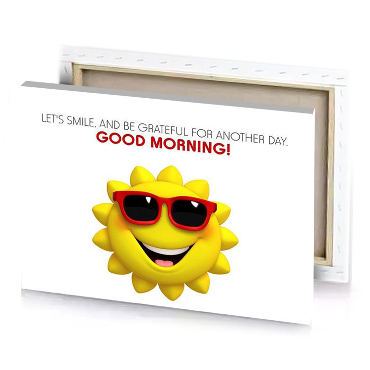 a yellow sun with sunglasses and smile canary canvas