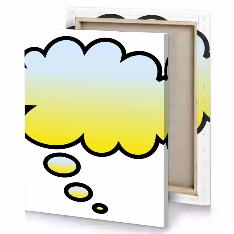 a yellow thought bubble banana canvas