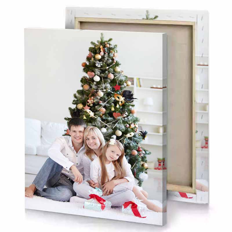 a young boy and girl sitting in front of christmas platinum canvas