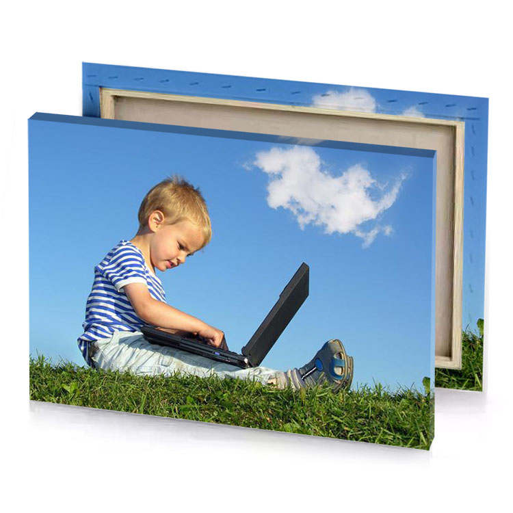 a young boy sitting on the grass with laptop iceberg canvas
