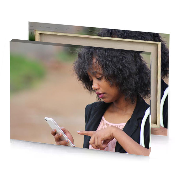 a young girl with curly hair rosy brown canvas