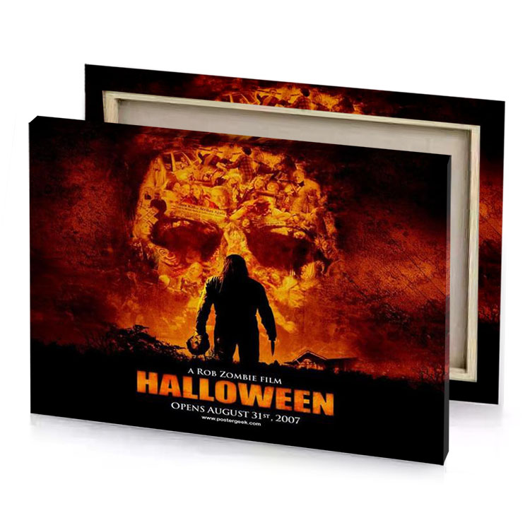 a zombie movie poster with skull on it firebrick canvas