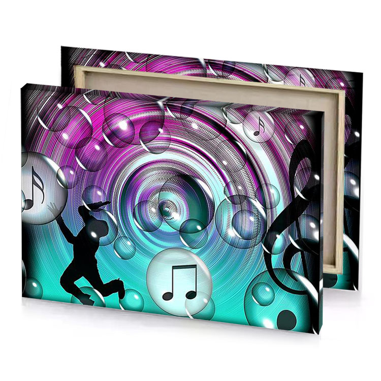 abstract music background with notes and cadet blue canvas