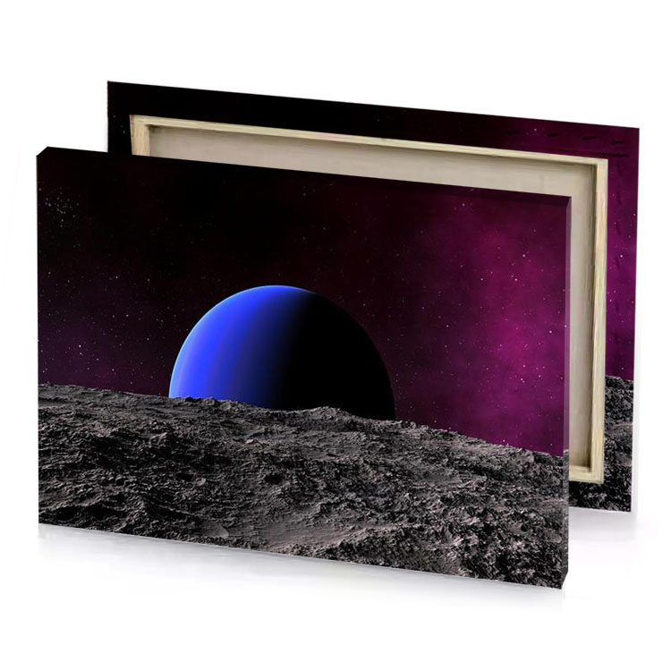 an artist s impression of the moon royal blue canvas