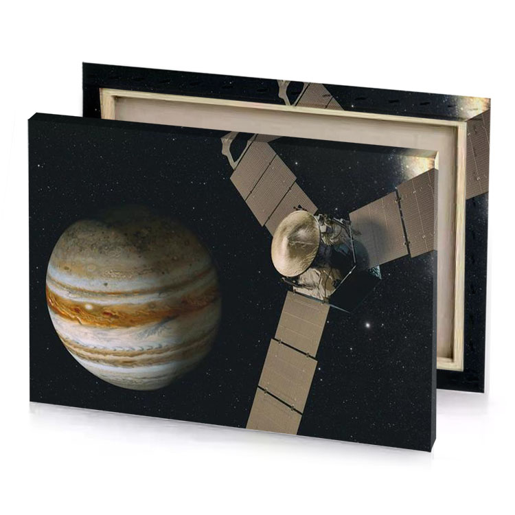 an artist s rendering of the juno spacecraft and its camouflage green canvas