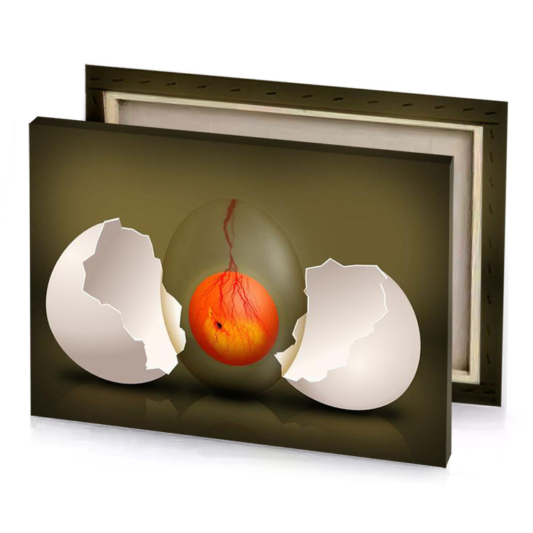 an egg with a hole in the middle outrageous orange canvas