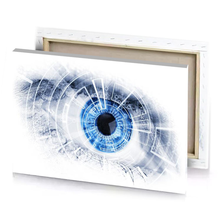 an eye with a futuristic interface in the background iceberg canvas