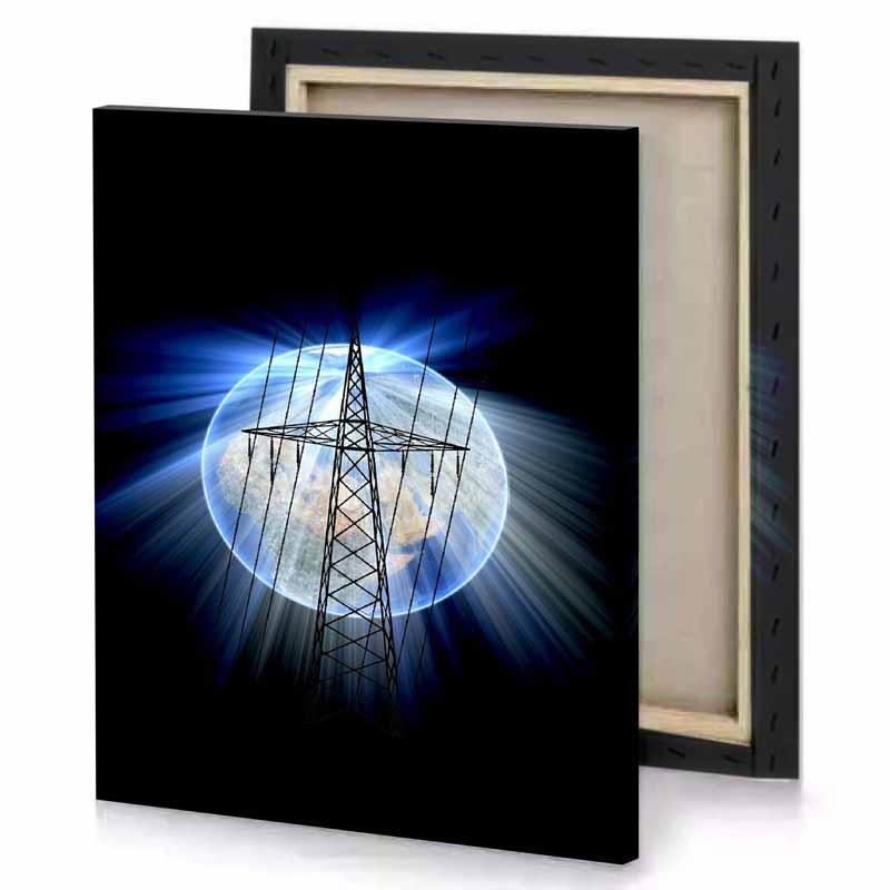 an image of a power line with the earth in light steel blue canvas