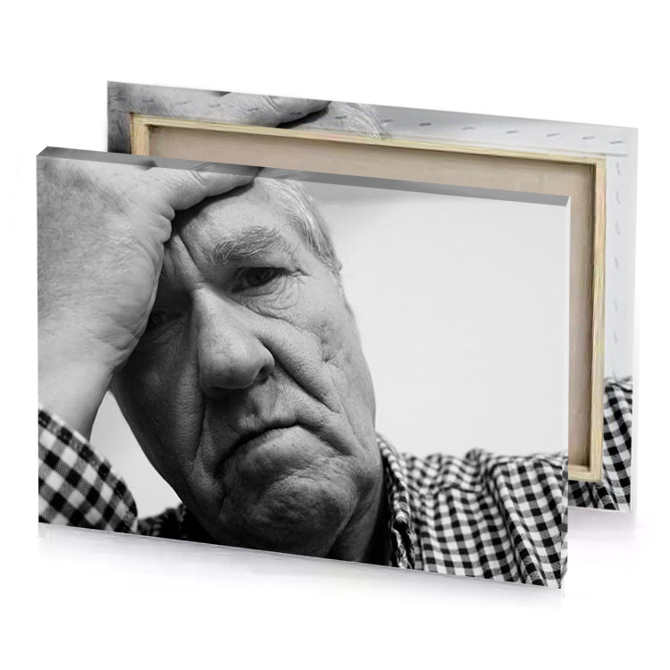 an older man with a concerned look platinum canvas
