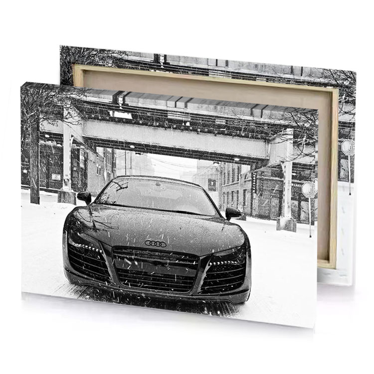 audi in the snow silver canvas