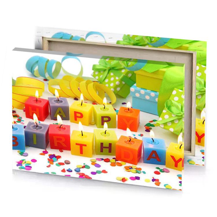 birthday candles with colorful and confe orange red canvas