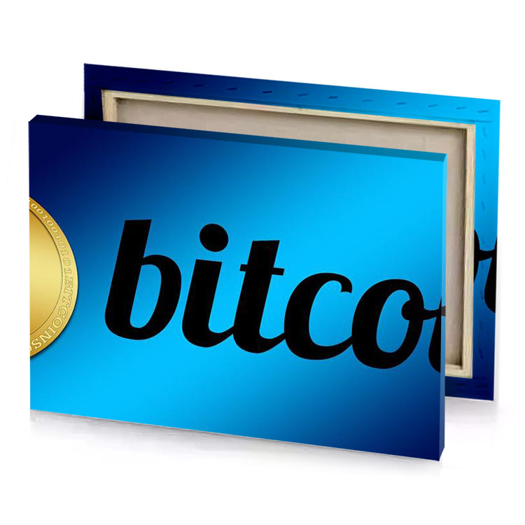 bitcoin logo with turquoise blue canvas