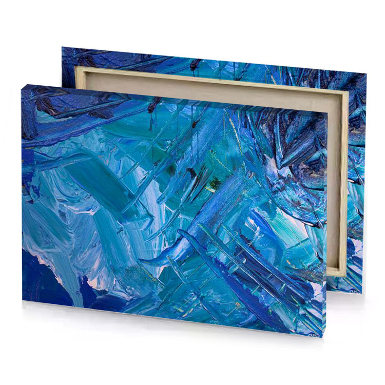 blue abstract painting denim canvas