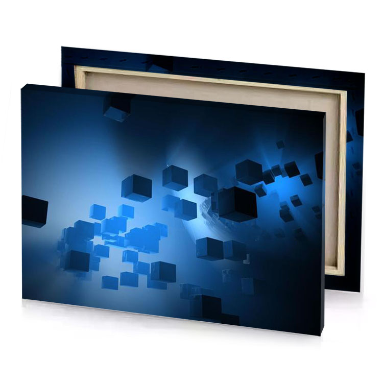 blue cubes wallpaper jeans canvas