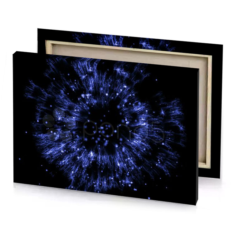 blue fireworks exploding in the dark midnight canvas