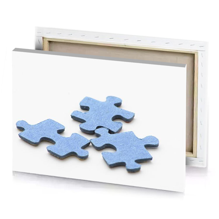 blue puzzle pieces on white background light steel canvas