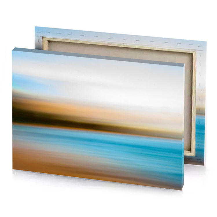 blurry image of a beach moonstone blue canvas