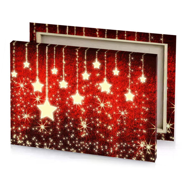 christmas background with stars and snowflakes firebrick canvas