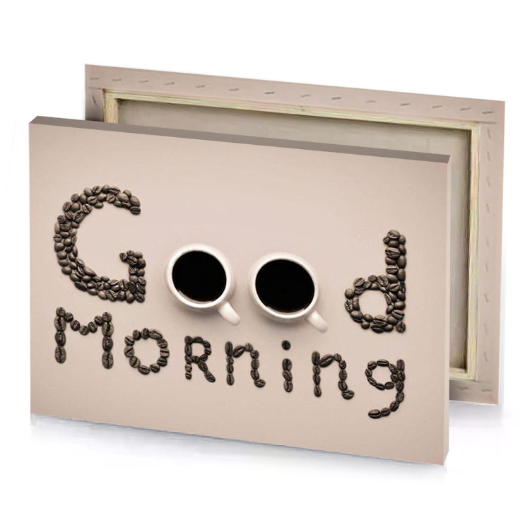 coffee beans and with the word good morning smoky black canvas