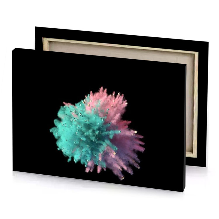 colored powder explosion on black background verdigris canvas