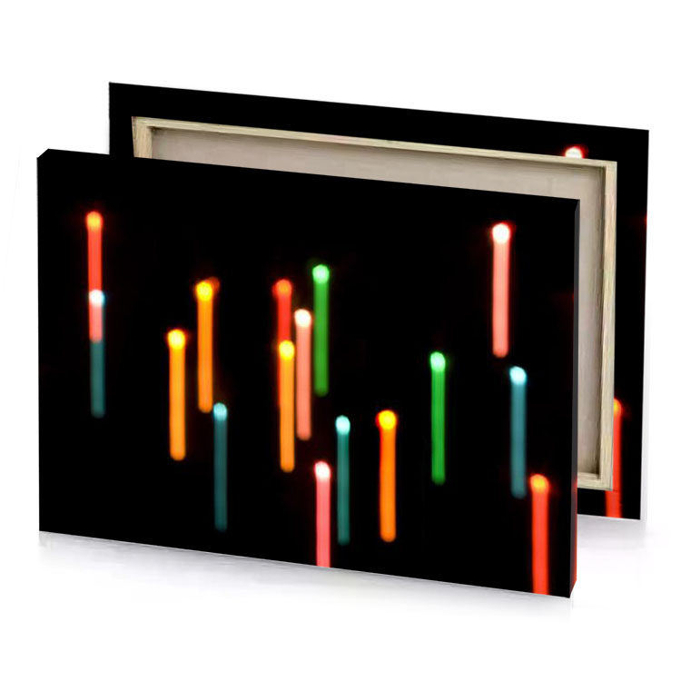 colorful candles on black background dark orange canvas