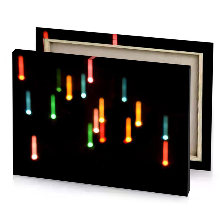 colorful lights in the dark orange canvas