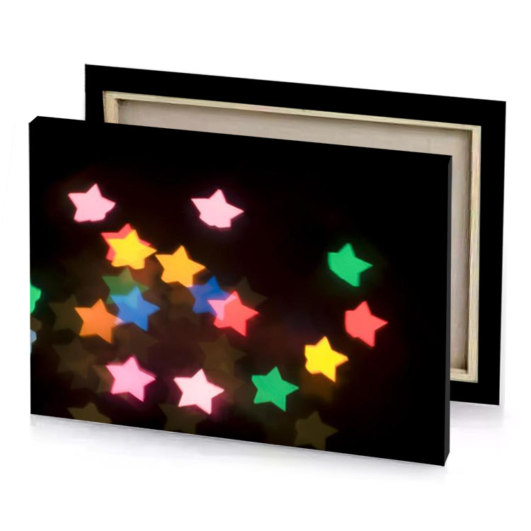colorful stars on a black background zinnwaldite brown canvas