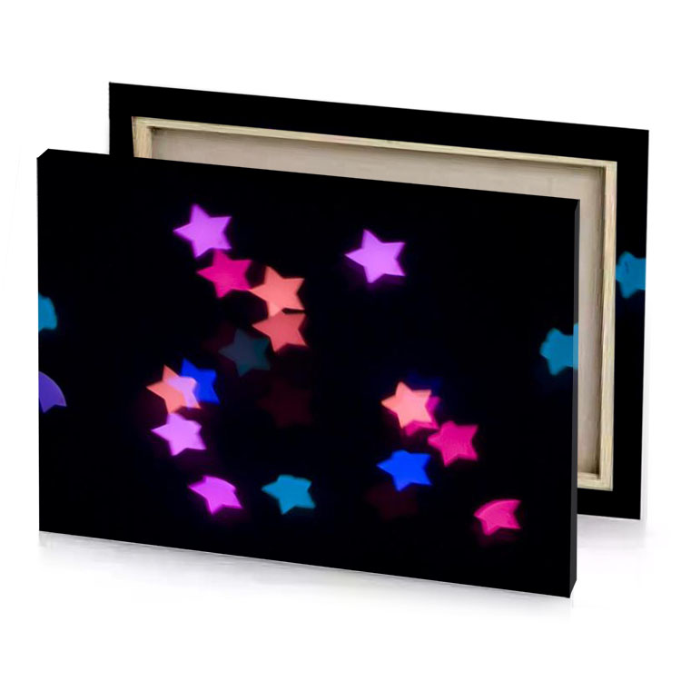 colorful stars on black background light coral canvas