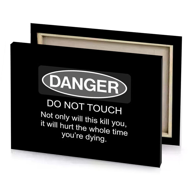 danger sign on a black background dim gray canvas