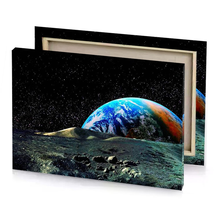earth from the moon cobalt blue canvas