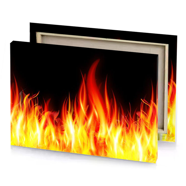 fire background with flames on black scarlet canvas