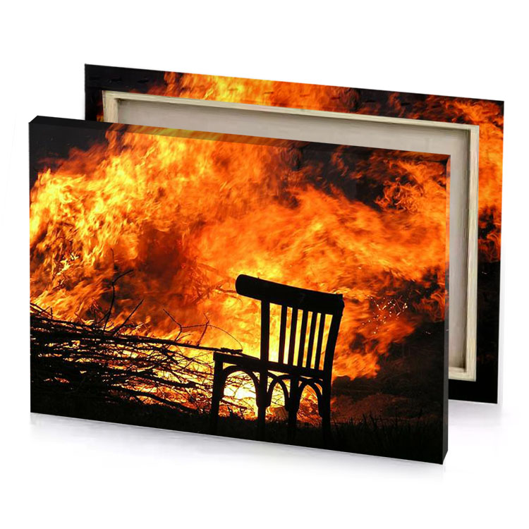 fire in the background tangerine canvas
