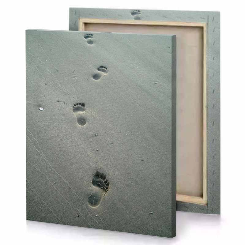 footprints in the sand bistre canvas