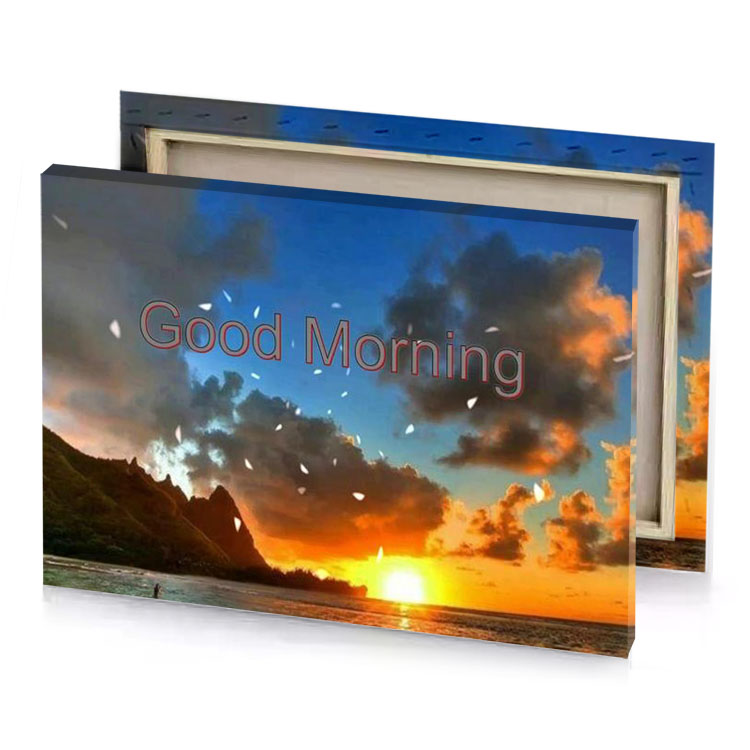 god morning steel blue canvas