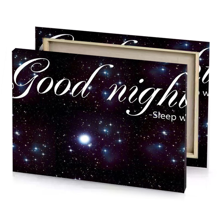 god night sleep well charcoal canvas