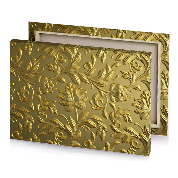 gold floral background with leaves and flowers canvas