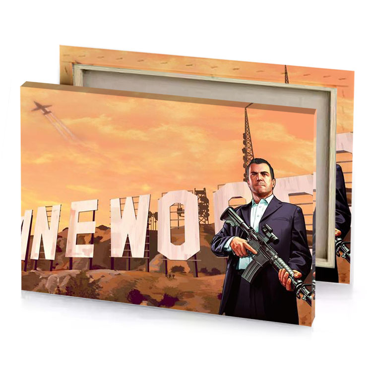 gta a man in suit holding gun bistre canvas