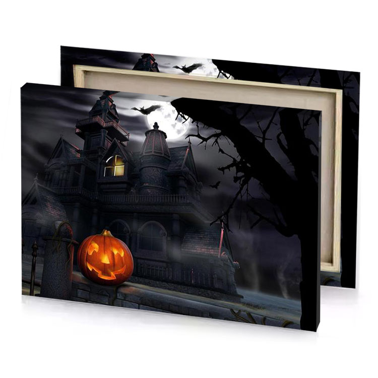 halloween house wallpapers mahogany canvas