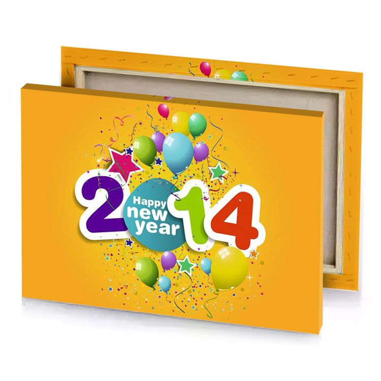 happy new year 2014 wallpaper yellow green canvas