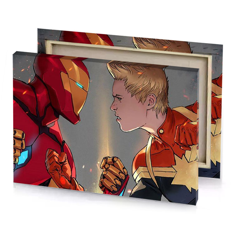 iron man and captain america gray canvas