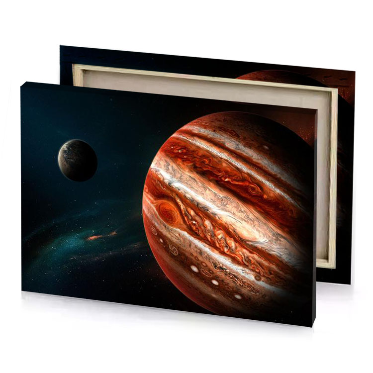 jupiter and its two moons saddle brown canvas