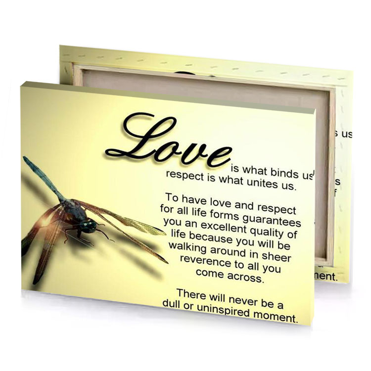 love is what us to and respect light golden rod yellow canvas