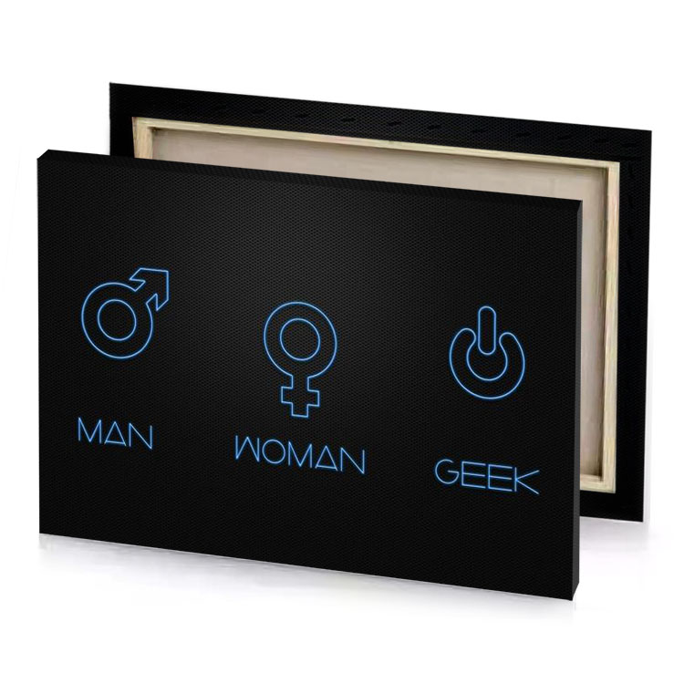 man woman geek neon blue wallpaper bistre canvas